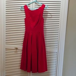 Red retro 60s 50s fit and flare pleated dress